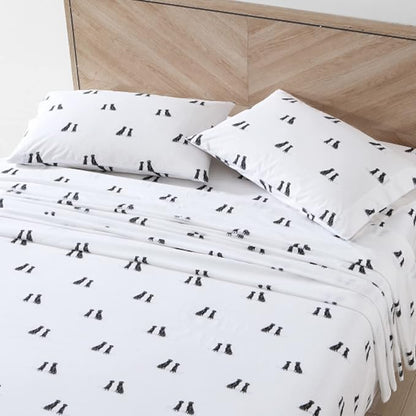 Eddie Bauer - Queen Sheets, Cotton Percale Bedding Set, Crisp & Cool Home Decor (Labrador Fields White, Queen)
