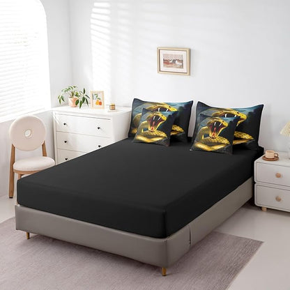 Erosebridal Snake 7 Piece Comforter Set Full Bed in a Bag,Little Dragon Bedding Sets Tropical Wildlife Reptile Sheet Set with Comforter
