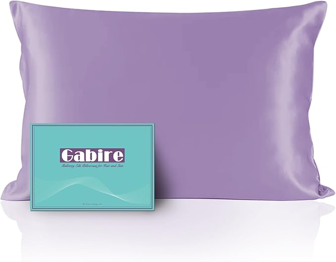 Mulberry Silk King Size Pillow Cases for Hair and Skin, Ultra Smooth Cooling Acne Pillow Case with Hidden Zipper Both Sides Real Silk Pillow Cases King (20"×36"), Lavender