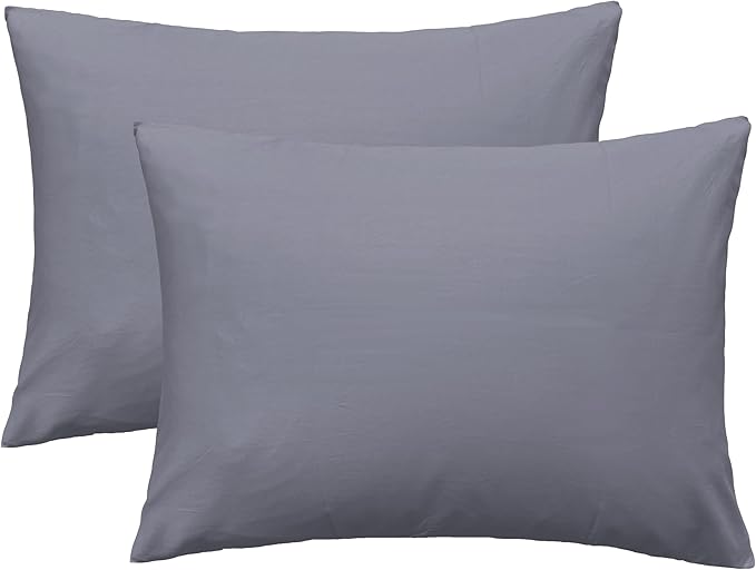 iMaylex Soft 100% Egyptian Cotton Zipper Pillow Case, Cozy and Lightweight Pillowcase, Set of 2, Dark Grey, King, 20" x 36"
