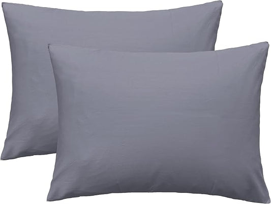 iMaylex Soft 100% Egyption Cotton Zipper Pillow Case, Cozy and Lightweight Pillowcase, Set of 2, Grey, Queen, 20" x 30"