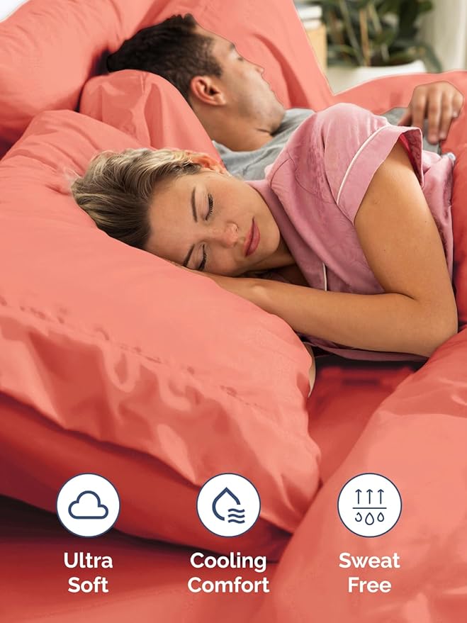 Extra Deep Twin Sheet Set - 4 Piece Breathable and Cooling Sheets - Hotel Luxury Bedding for Women, Men, Kids & Teens - Easy & Secure Fit - Soft, Wrinkle Free and Comfy - Extra Deep Pockets - Coral