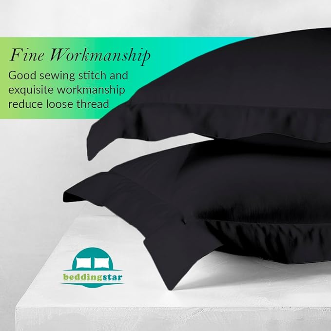 Euro Sham Covers 28x28 Set of 2 Black 600 Thread Count 100% Egyptian Cotton Pack of 2 Euro 28x28 Pillow Cover Cushion Cover Cases Soft Skin Friendly European Size Decorative Square Pillow Shams