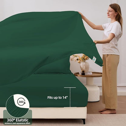 FUANNA 7 Pieces Full Size Comforter Sets, All Season Bedding Sets Full Size, Luxury Soft Bed in a Bag with Comforter, Flat Sheet, Fitted Sheet, Pillowcases & Pillow Shams, Emerald Green