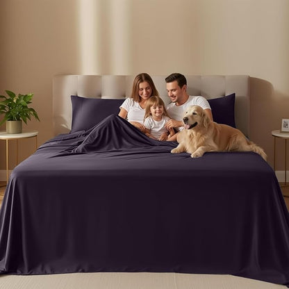 Utopia Bedding King Bed Sheets Set - 4 Piece Bedding - Brushed Microfiber - Shrinkage and Fade Resistant - Easy Care (King, Purple)