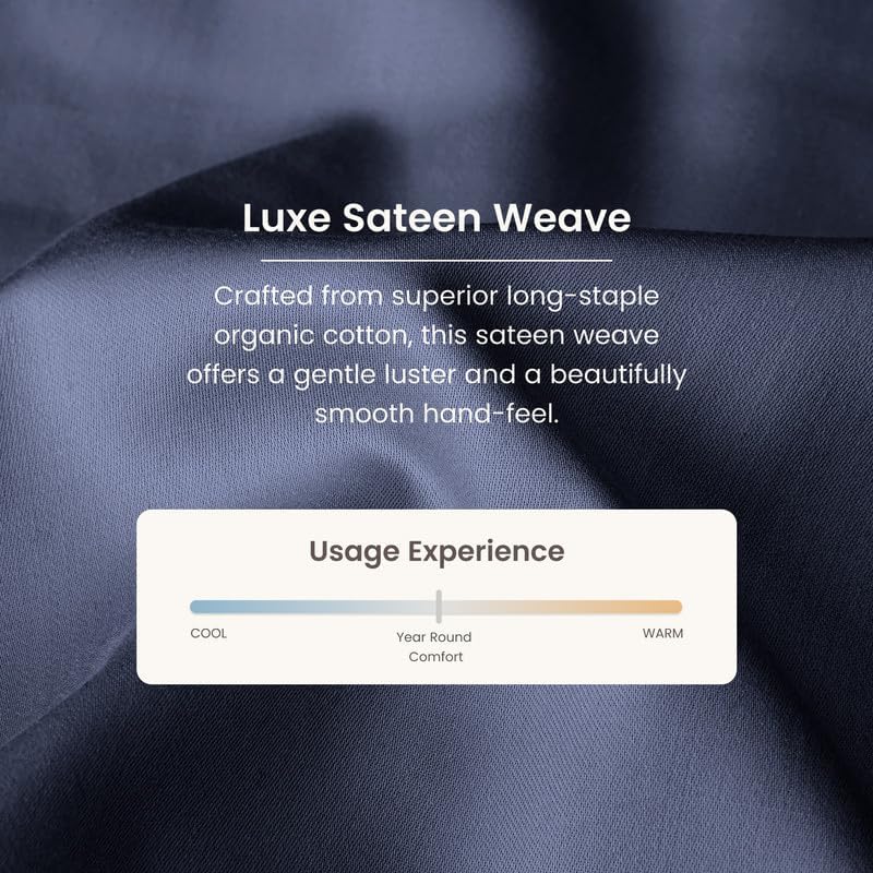 Bioweaves 100% Organic Cotton 1 Twin Fitted Sheet Only | 300 Thread Count Sateen Weave GOTS Certified with Deep Pocket - Mineral