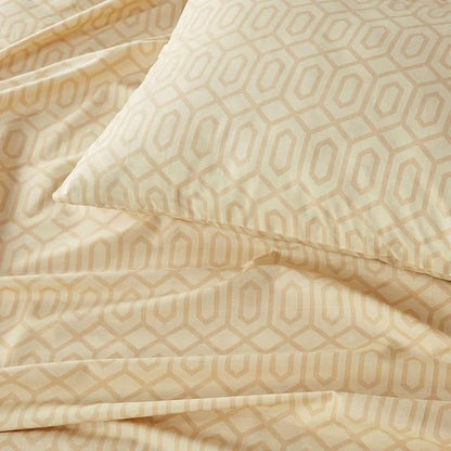 Comfort Spaces 100% Cotton Sheet Set Breathable, Lightweight, Soft with 12" Elastic Pocket Fits up to 14" Mattress, All Season Cozy Bedding, Matching Pillow Case, Twin XL Diamond Tan 3 Piece