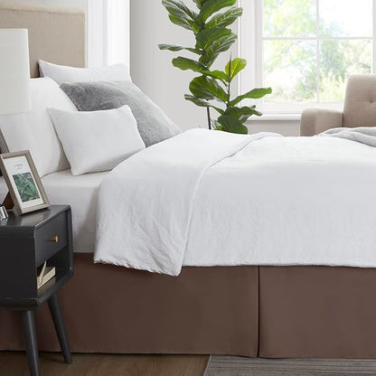 Nestl Dark Brown Bed Skirt King Size - King Bed Skirt 14 Inch Drop - Brushed Microfiber Bed Skirts - Hotel Quality Pleated Bed Skirt - Shrinkage & Fade Resistant