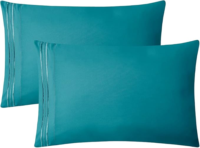 Clara Clark Bed Sheets, Premier 1800 Series 4 Piece Bed Sheet Set, Deep Pocket, Wrinkle, Fade, Stain Resistant, Luxury Soft Bedding Sheets & Pillowcases, Twin, Teal