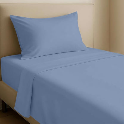 California Design Den Natural 100% Cotton Sheets Twin XL Size Set - Soft Sateen Twin XL Sheet Sets, 12" Pockets, Breathable and Durable Bedding for Dorm Rooms, College (Blue Hydrangea)