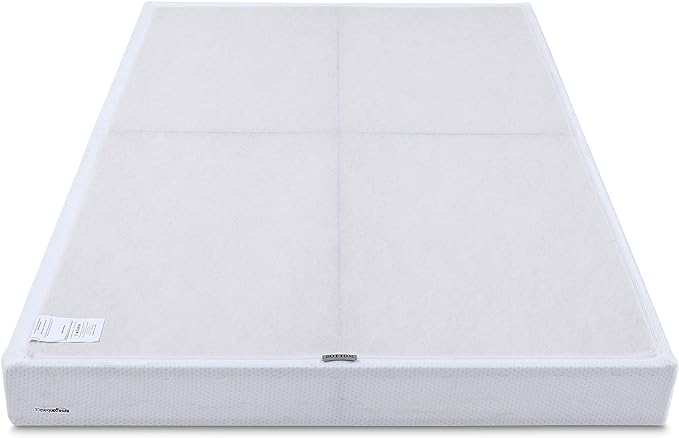 Amazon Basics Smart Box Spring Bed Base, 9-Inch Height Mattress Foundation, Tool-Free Easy Assembly, Metal Frame, Cal King, 83" x 71" x 9", White