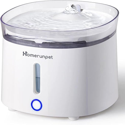 HomeRunPet Silent Cat Water Fountain, 68 oz/2L, Pet Fountain Wireless Pump, Dog Water Dispenser, Dual Mode, Quick Assembly & Easy-Clean, Filters Included | 20dB Ultra-Quiet Water Dispenser for Cats and Small Dogs, Easy-Clean, Triple Filtration, LED Dis...