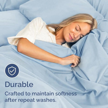 Bulk Case Pack of 16 Sheet Sets - (16) Complete Twin Size Sheet Sets with Deep Pockets - Wholesale Bulk Bedding for Hotels, Spas & Airbnbs - Breathable, Cooling, Soft & Wrinkle Free - (Twin, Sky Blue)