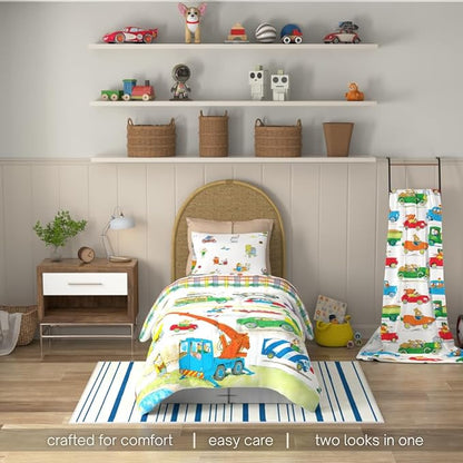 Richard Scarry's Busy World Book Kids Bedding Super Soft Microfiber Reversible Comforter, Twin/Full, (Official Licensed Product) By Franco