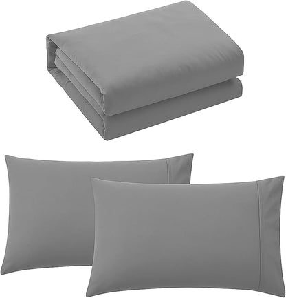 Pure Bedding Duvet Cover Queen Size - 3 Pieces Extra Soft Bedding Set, Includes 1 Duvet Cover 90x90 Inches with Zipper Closure & 2 Pillow Shams, Comforter Not Included, Light Grey