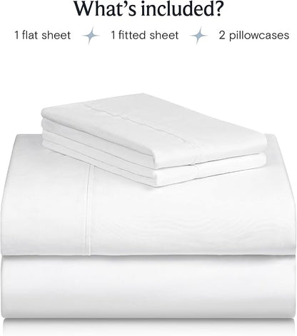 LuxClub 4 PC King Size Sheet Set Bed Sheets Deep Pockets 18" Wrinkle Free Cooling Bed Sheets Machine Washable Hotel Bedding Silky Soft - White King