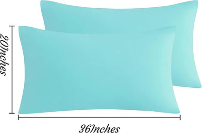 NTBAY King Pillow Cases Set of 2, 2 Pack Brushed Microfiber 20x36 Pillow Cases, Soft, Wrinkle, Fade, Stain Resistant Aqua Pillow Cases with Envelope Closure, 20x36 Inches, Aqua