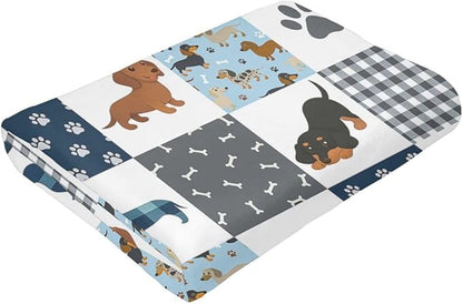 Dachshund Blanket Super Soft Warm Fluffy Fleece Flannel Dog Throw Blanket Cozy Fuzzy Plush Stuff Bedding Blankets Gifts for Women Kids Boys Girls Adults 80"X60"