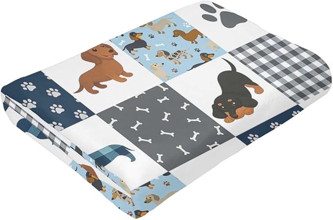 Dachshund Blanket Super Soft Warm Fluffy Fleece Flannel Dog Throw Blanket Cozy Fuzzy Plush Stuff Bedding Blankets Gifts for Women Kids Boys Girls Adults 60"X50"
