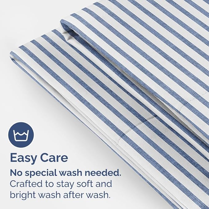 Body Pillowcases Set of 4-20x54 Long Body Pillow Case - Soft Body Pillow Cover for Sleeping & Side Sleepers - Comfy Breathable & Fade Free - Machine Washable w/Envelope Enclosure - (Blue Stripes)