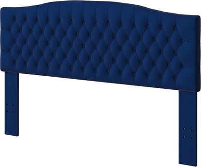 Furpopup Velvet Upholstered Headboard King/Cal King Size Latest Model Wall Mount, Bed Frame Mount, Featuring High-Density Sponge Padding, Luxury Texture Easy Assembly Comfort and Style-Navy Blue