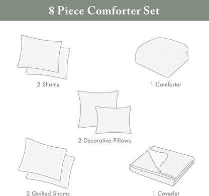 Madison Park Marina Comforter Quilt Combo Set - Modern Luxury Design, All Season Down Alternative Bedding, Matching Shams, Decorative Pillows, King/Cal King(104"x92"), Yellow 8 Piece
