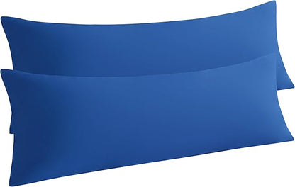 NTBAY Body Pillow Cases Set of 2, 2 Pack Brushed Microfiber 20x54 Pillow Cases, Soft, Wrinkle, Fade, Stain Resistant Royal Blue Pillow Cases with Envelope Closure, 20x54 Inches, Royal Blue
