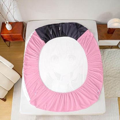 Erosebridal 3D Japanese Queen Bed Sheets Anime Girl Drinking Milk Tea Fitted Sheet,Cute Kawaii Girly Kids Bedding Sets Modern Fashion Aesthetic Sheets with 2 Pillowcases