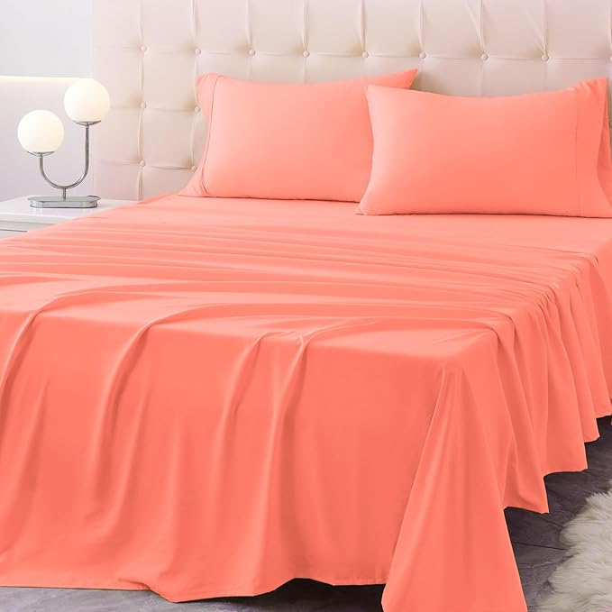 King Size Bed Sheet Set - 4 Piece Soft Microfiber Sheets with Deep Pockets, Cooling Technology, and Wrinkle-Free Pillowcase. Hotel-Quality, Durable Bedding, Desert Flower