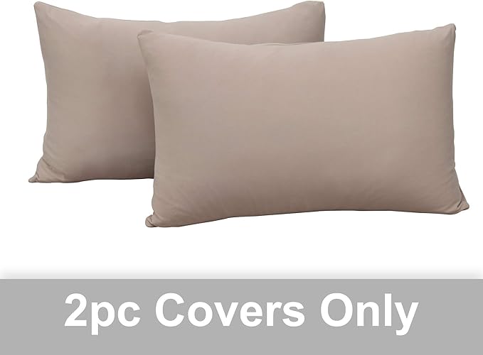 2-Pack Stretch Pillow Cases - Jersey Knit & Ultra Soft Envelope Closure Pillowcases T-Shirt Like Microfiber Blend - Suitable for Queen or Standard Size Set of 2, Taupe