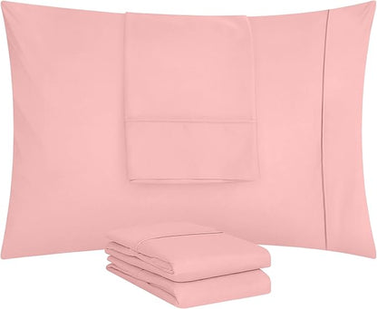 Utopia Bedding Queen Pillow Cases - 4 Pack - Envelope Closure - Soft Brushed Microfiber Fabric - Shrinkage and Fade Resistant Pillow Covers Queen Size 20 X 30 Inches (Queen, Pink)