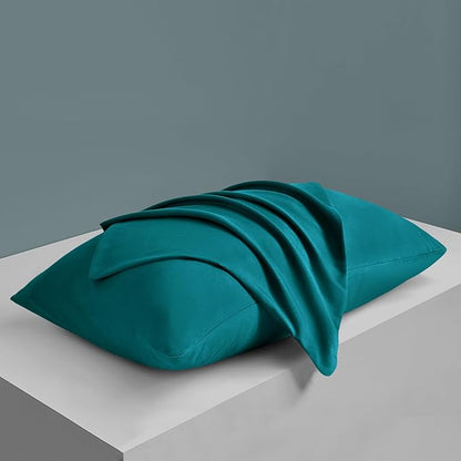 MILVOWOC 2Pcs Brushed Microfiber King Pillowcases - 20 x 36 Inch, Teal Pillow Case Set Non Slip Envelope Pillow Cover with Moisture Absorption and Anti-Wrinkle
