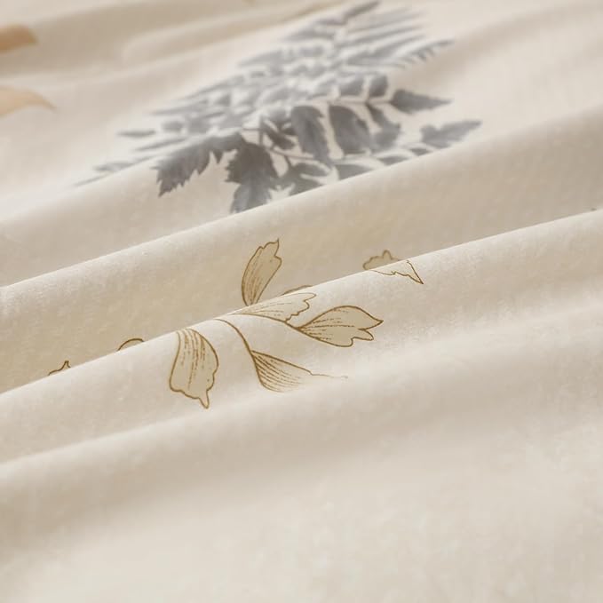 OAITE Duvet Cover Set King Size Floral Pattern Ultra Soft 100% Cotton Duvet Cover Sets 3-PC, Breathable Duvet Cover with Zipper Closure & Corner Ties(2 Pillow Shams,1 Duvet Cover)