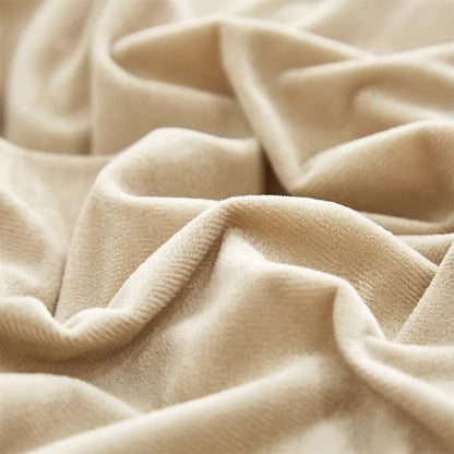 Luxlovery Cream Coffee Velvet Comforter Queen Khaki Flannel Bedding Minimalist Bedding Solid Dark Champagne Blanket Quilts Heavyweight Winter Taupe Color