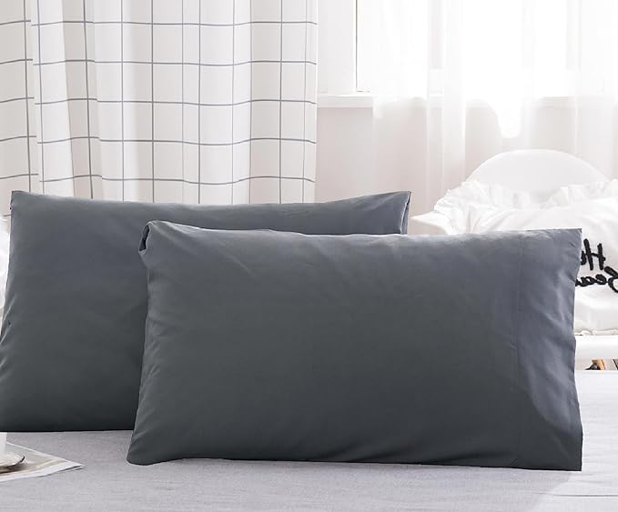 Microfiber Bed Pillowcases 2 Pack King Size, Super Soft Bed Pillow Covers Envelope Closure, Wrinkle, Fade and Stain Resistant, 20x36, Grey