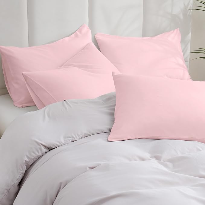 ZPECC Pillow Cases King Size Set of 12, 20x36 Envelope Closure Pillowcases, Soft Plain Brushed Microfiber Covers Hypoallergenic Breathable, Pink