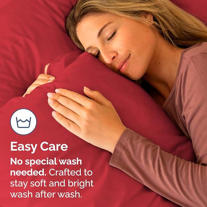 Body Pillowcases Set of 2-20x54 Long Body Pillow Case - Soft Body Pillow Cover for Sleeping & Side Sleepers - Comfy, Wrinkle & Fade Free - Machine Washable w/Envelope Enclosure Red