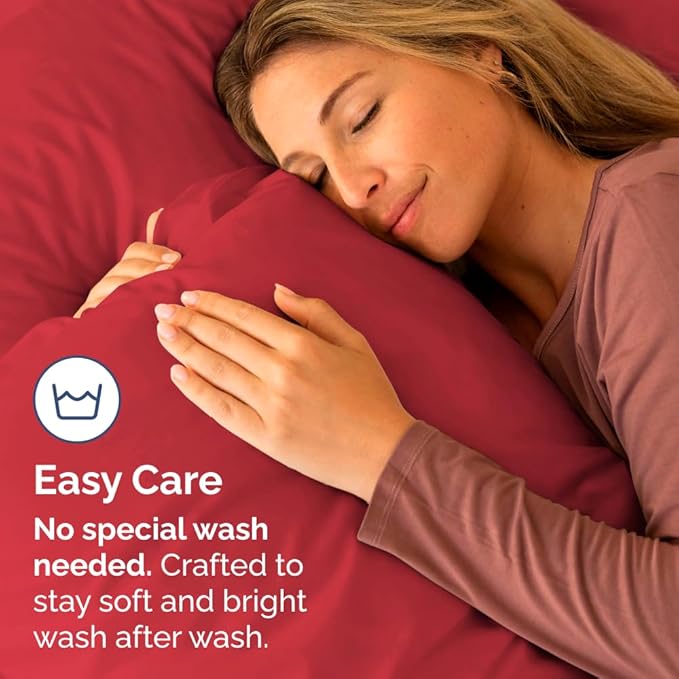 Standard Pillow Cases Set of 2 - Ultra-Soft Hotel Quality Pillowcase Covers - Comfy & Wrinkle Free - Stain and Fade Resistant - Machine Washable Pillow Protectors - 2 Piece Set - Standard Red