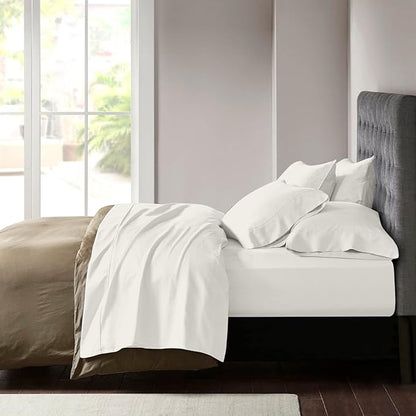 YIYEA California King Pillow Cases Set of 4, Ultra Soft 1800TC Hotel Quality Double Brushed Microfiber Embroidered Pillowcases, Envelope Closure, Fade Resistant (20"x40", Ivory)