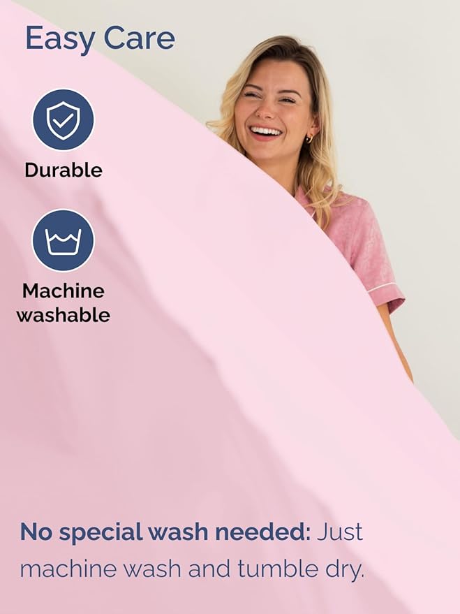 Extra Deep Split King Sheet Set - 7 Piece Breathable and Cooling Sheets - Hotel Luxury Bedding for Women, Men, Kids & Teens - Easy Secure Fit - Soft & Wrinkle Free - Extra Deep Pockets - Light Pink