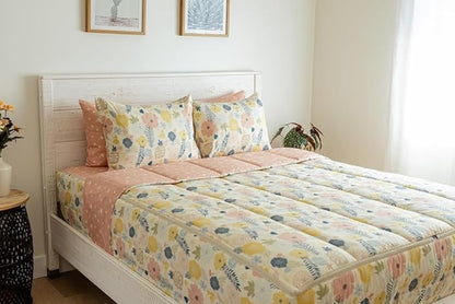 Beddy's Flower Blossoms Girls Durable Zipper Bedding for Kids, Bed in a Bag, Floral Sheets and Comforter, Easy to Make and Wash, Includes Pillowcase and Pillow Sham, Super Soft All Season