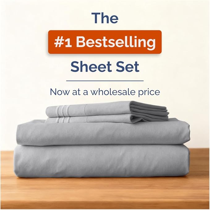 Bulk Case Pack of 12 Sheet Sets - (12) Complete Cal King Size Sheet Sets w/ Deep Pockets - Wholesale Bulk Bedding for Hotels, Spas & Airbnbs - Breathable, Soft & Wrinkle Free - (Cal King, Steel Blue)