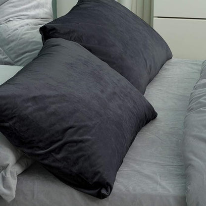 NTBAY 2 Pack Zippered Velvet Queen Pillowcases, Super Soft and Cozy Luxury Fuzzy Flannel Pillow Cases with Zipper, 20x30 Inches, Black