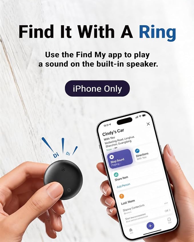 GPS Cat Tracker Collar for iPhone, Works with Apple Find My, No Monthly Fee, Lightweight Pet Tracking Tag with Collar Holder for Cats
