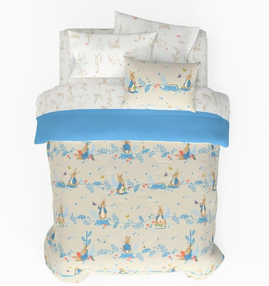 Peter Rabbit Easter Kids Bedding Super Soft & Cozy Reverisble Microfiber Comforter and Sheet Set with Sham, 7 Piece Queen Size, (Officially Licensed Product) by Franco