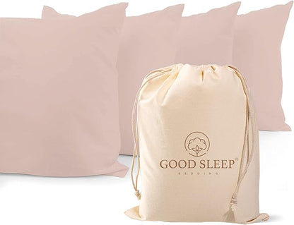 1000 TC Blush King Pillowcases Set of 4 100% Egyptian Cotton Pillow Cases with Long Staple Cotton & Sateen Weave, Silky Soft Hotel - Like Bed Pillow Covers for Comfy Sleeping, Snug Fit