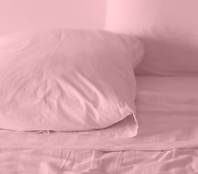 RUVANTI 100% Cotton Sheets – Split King Size Percale Bedding, Cooling & Breathable, Durable with a Crisp, Soft & Comfortable Feel, 16" Deep Pocket, 5-Piece Set, Bridal Rose