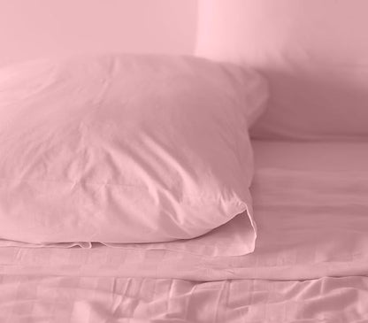 RUVANTI 100% Cotton Sheets – Split King Size Percale Bedding, Cooling & Breathable, Durable with a Crisp, Soft & Comfortable Feel, 16" Deep Pocket, 5-Piece Set, Bridal Rose