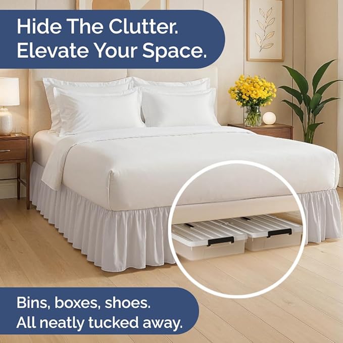 Bedskirt Twin Size Ruffle - 12 inch Drop Dust Ruffle Bed Skirt with Platform - Soft, Easy Fit, Premium Hotel Quality - Wrinkle, Fade & Shrink Resistant - for Women, Men, Kids and Teens - Light Grey