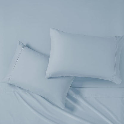 Modern Threads Soft Microfiber Solid Sheets - Luxurious Microfiber Bed Sheets - Includes Flat Sheet, Fitted Sheet with Deep Pockets, & Pillowcases Blue Mist King